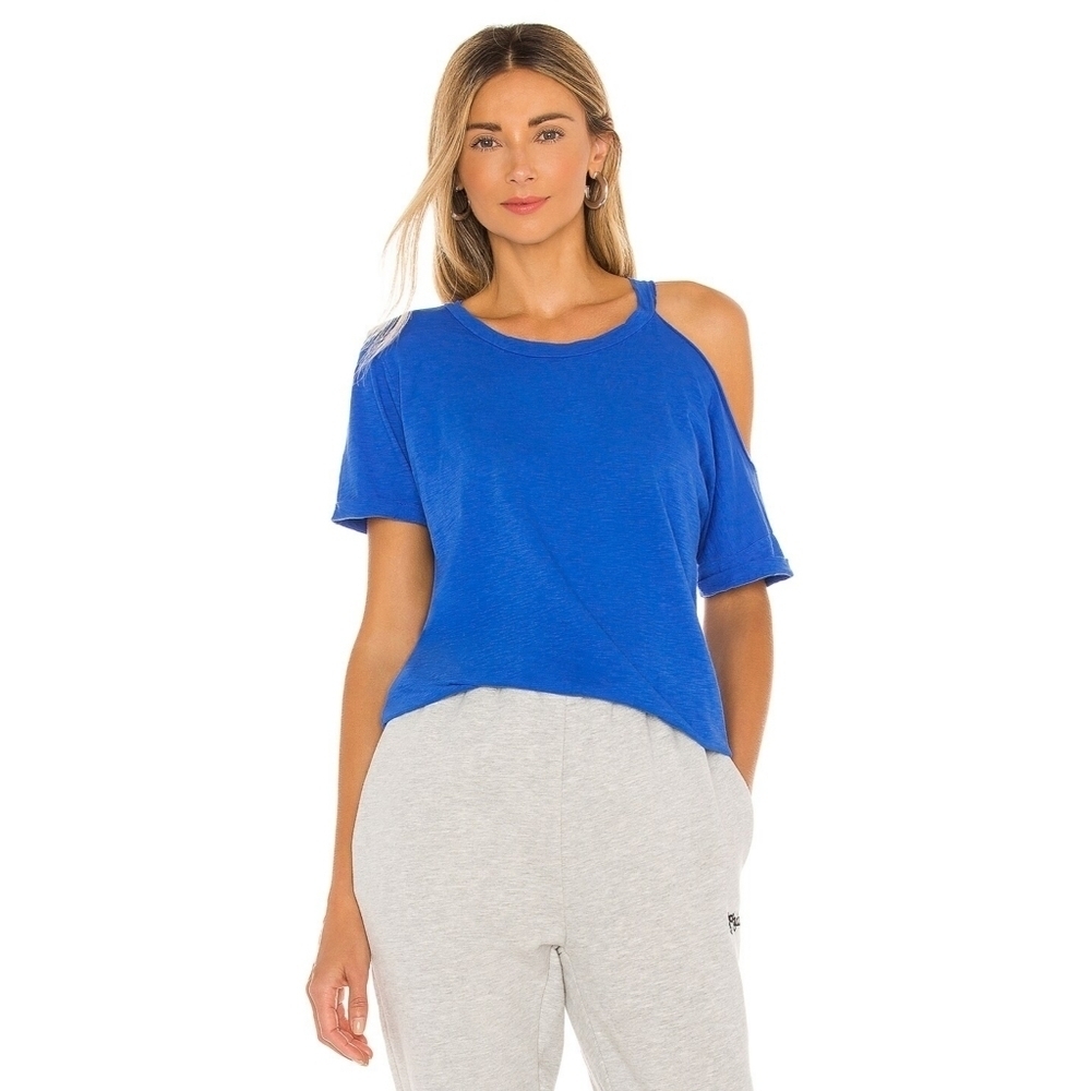 MICHAEL LAUREN // ltd ed serano cut out asymmetric super soft feel tee electric